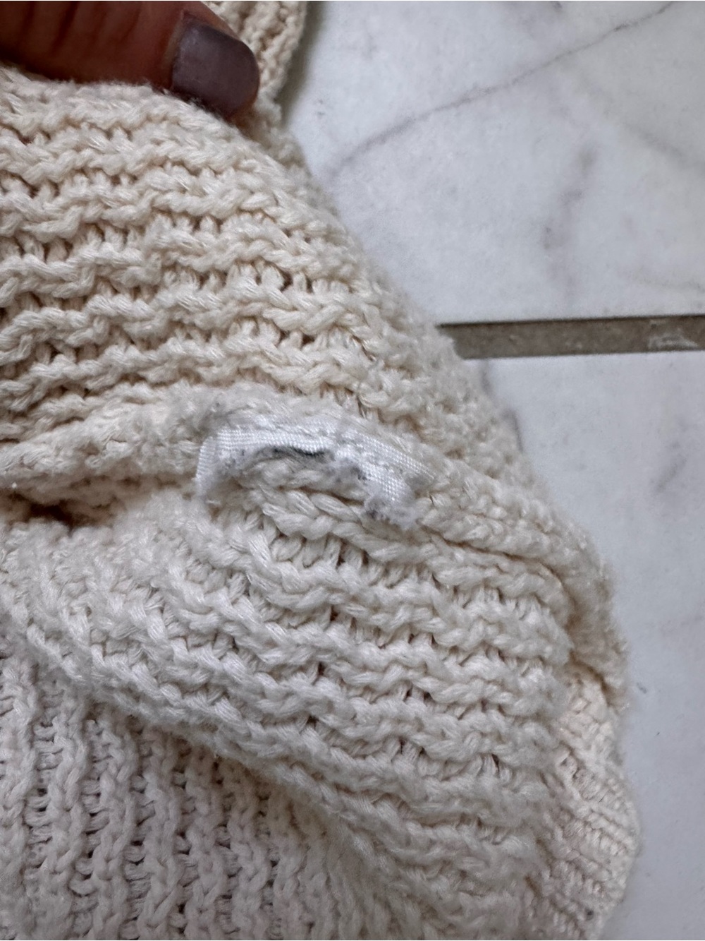 Abercrombie & Fitch Off-the-Shoulder Cream Knit Sweater - Picture 9 of 9